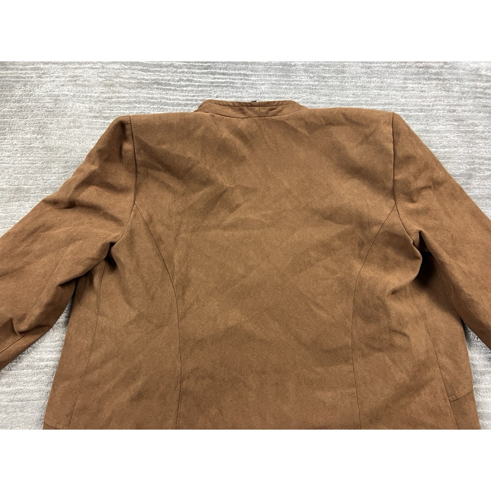 R&K Original Jacket Womens 14 Brown Polyester Open‎ Front Faux Suede Feel - Picture 9 of 14